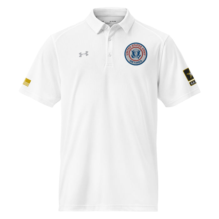 U.S. Army Retired Embroidered Under Armour® Men's Polo Tactically Acquired White S 