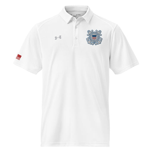 U.S. Coast Guard Embroidered Under Armour® Men's Polo Tactically Acquired White S 