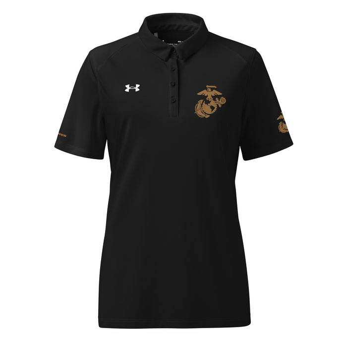 U.S. Marine Corps Tan EGA Embroidered Under Armour® Women's Polo Tactically Acquired Black S 