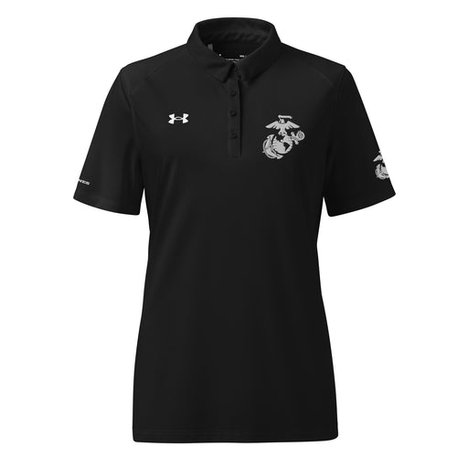 U.S. Marine Corps White EGA Embroidered Under Armour® Women's Polo Tactically Acquired Black S 