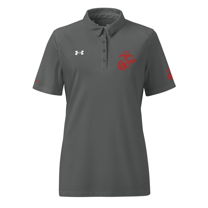 U.S. Marine Corps Red EGA Embroidered Under Armour® Women's Polo Tactically Acquired Grey S 