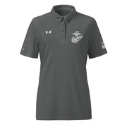 U.S. Marine Corps White EGA Embroidered Under Armour® Women's Polo Tactically Acquired Grey S 