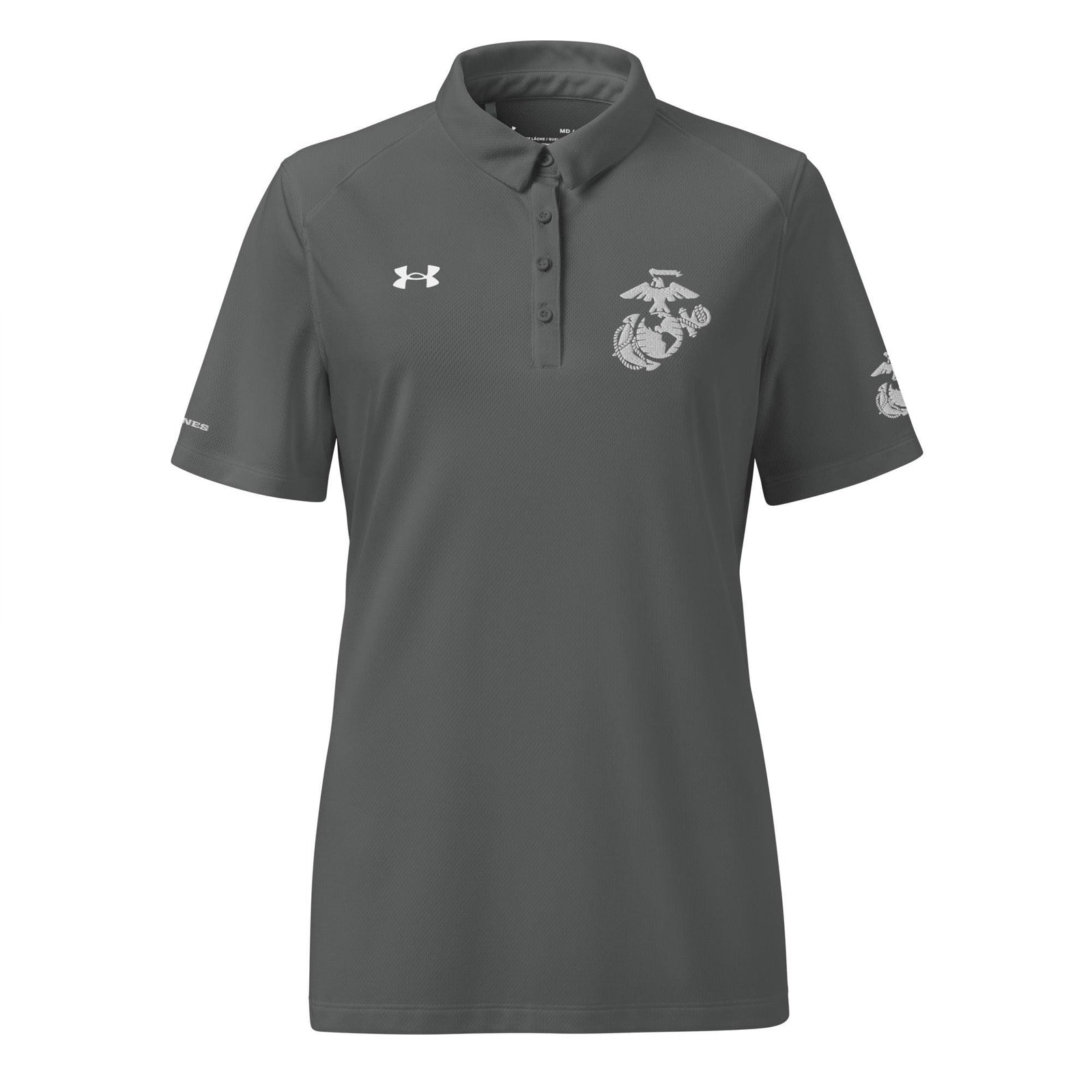 U.S. Marine Corps White EGA Embroidered Under Armour® Women's Polo Tactically Acquired Grey S 
