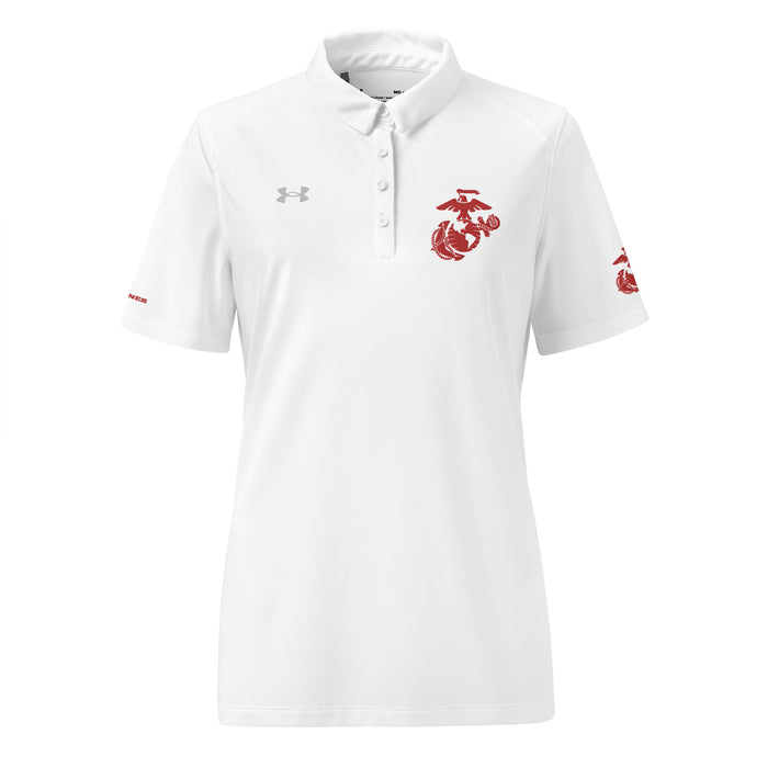 U.S. Marine Corps Red EGA Embroidered Under Armour® Women's Polo Tactically Acquired White S 