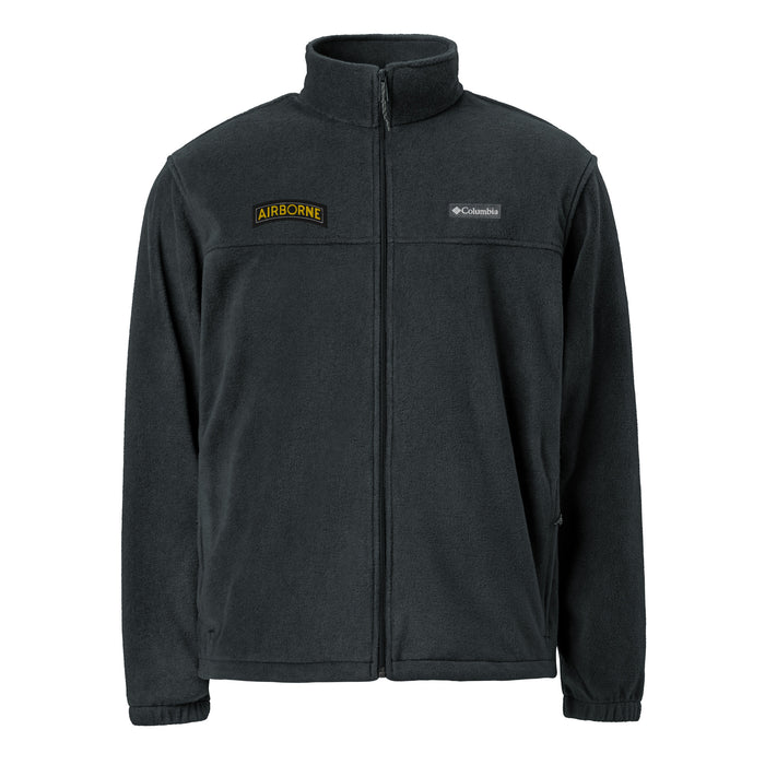 U.S. Army Airborne Tab Embroidered Unisex Columbia® Fleece Jacket Tactically Acquired Black S 