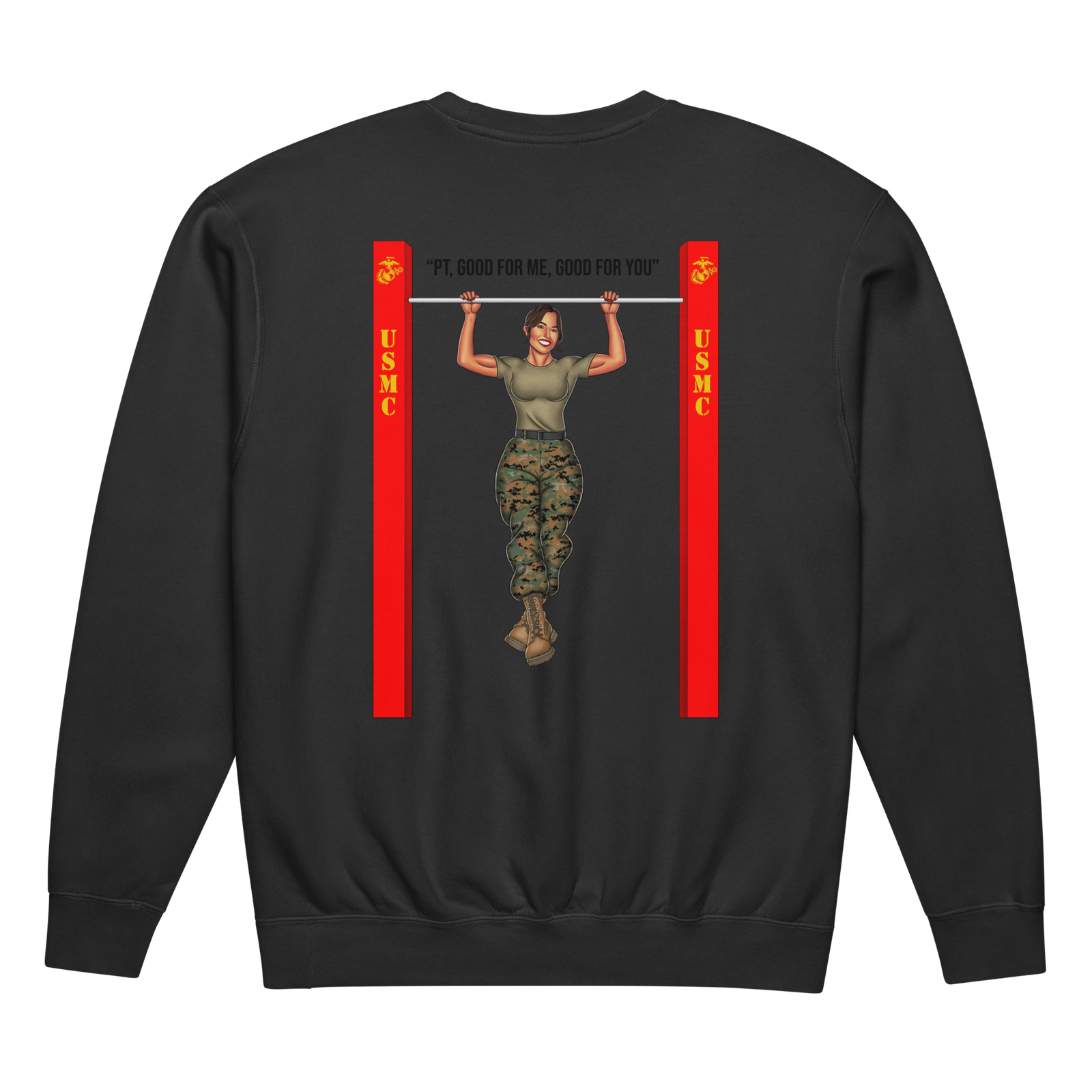 USMC Pin-Up Girl Ari Comfort Colors PT Sweatshirt Tactically Acquired Black S