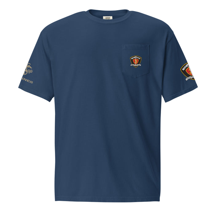 1st Bn 3rd Marines (1/3 Marines) Unisex Pocket T-Shirt Tactically Acquired True Navy S 
