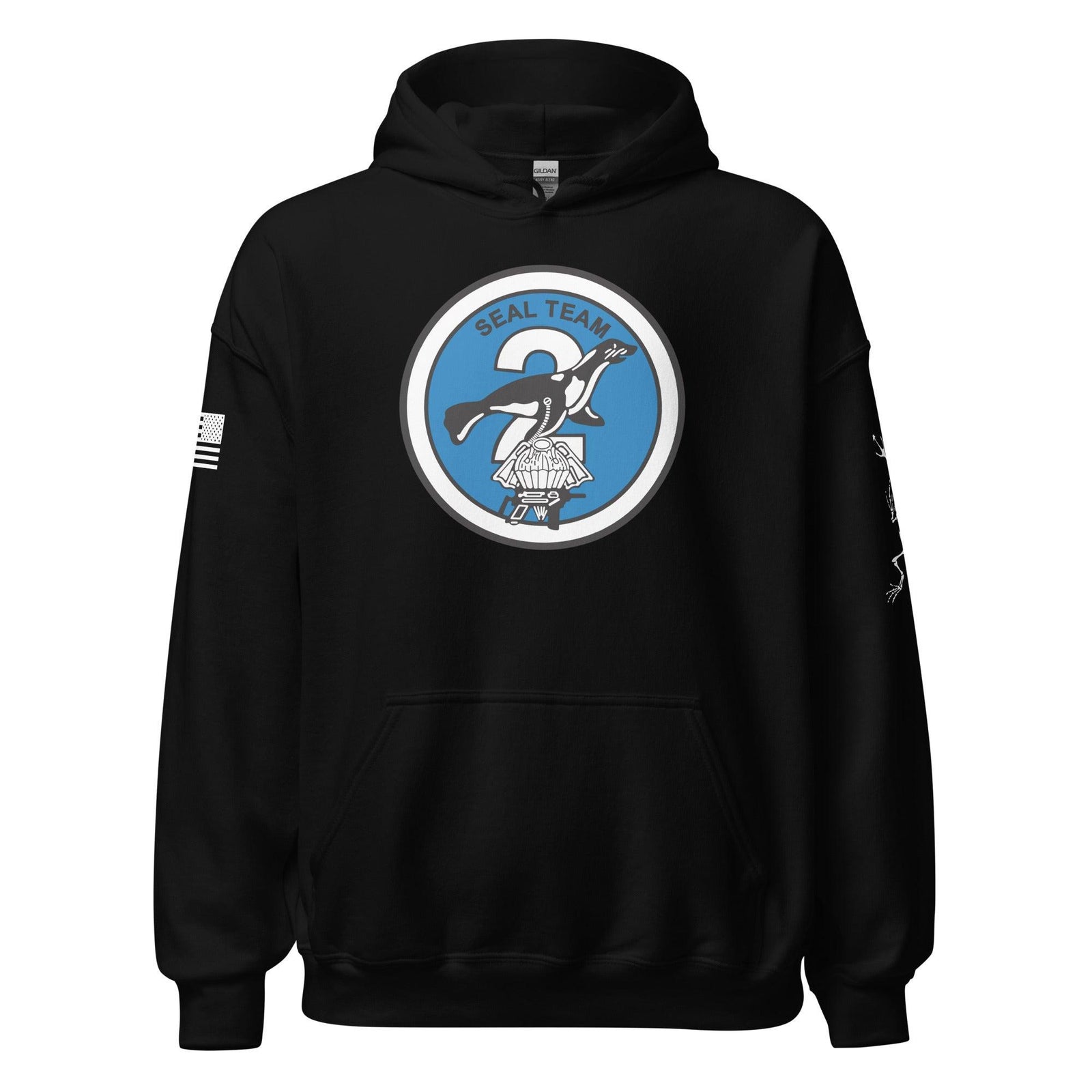 U.S. Navy SEAL Team 2 Frogman Unisex Hoodie Tactically Acquired Black S 
