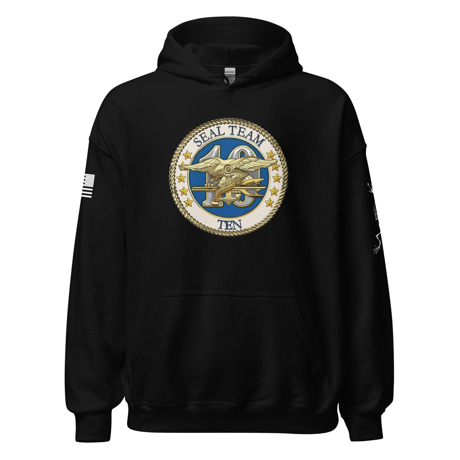 U.S. Navy SEAL Team 10 Frogman Unisex Hoodie Tactically Acquired Black S 