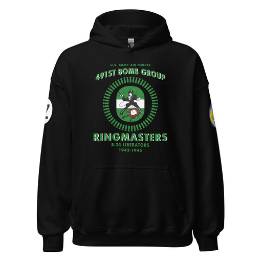 491st Bomb Group (Heavy) 'Ringmasters' WW2 Legacy Unisex Hoodie Tactically Acquired Black S 