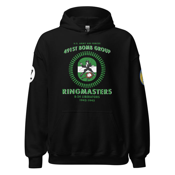 491st Bomb Group (Heavy) 'Ringmasters' WW2 Legacy Unisex Hoodie Tactically Acquired Black S 