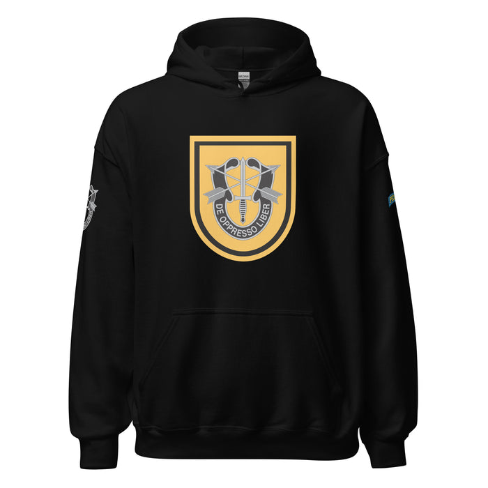 U.S. Army 1st Special Forces Group (1st SGF) Beret Flash Unisex Hoodie Tactically Acquired Black S 