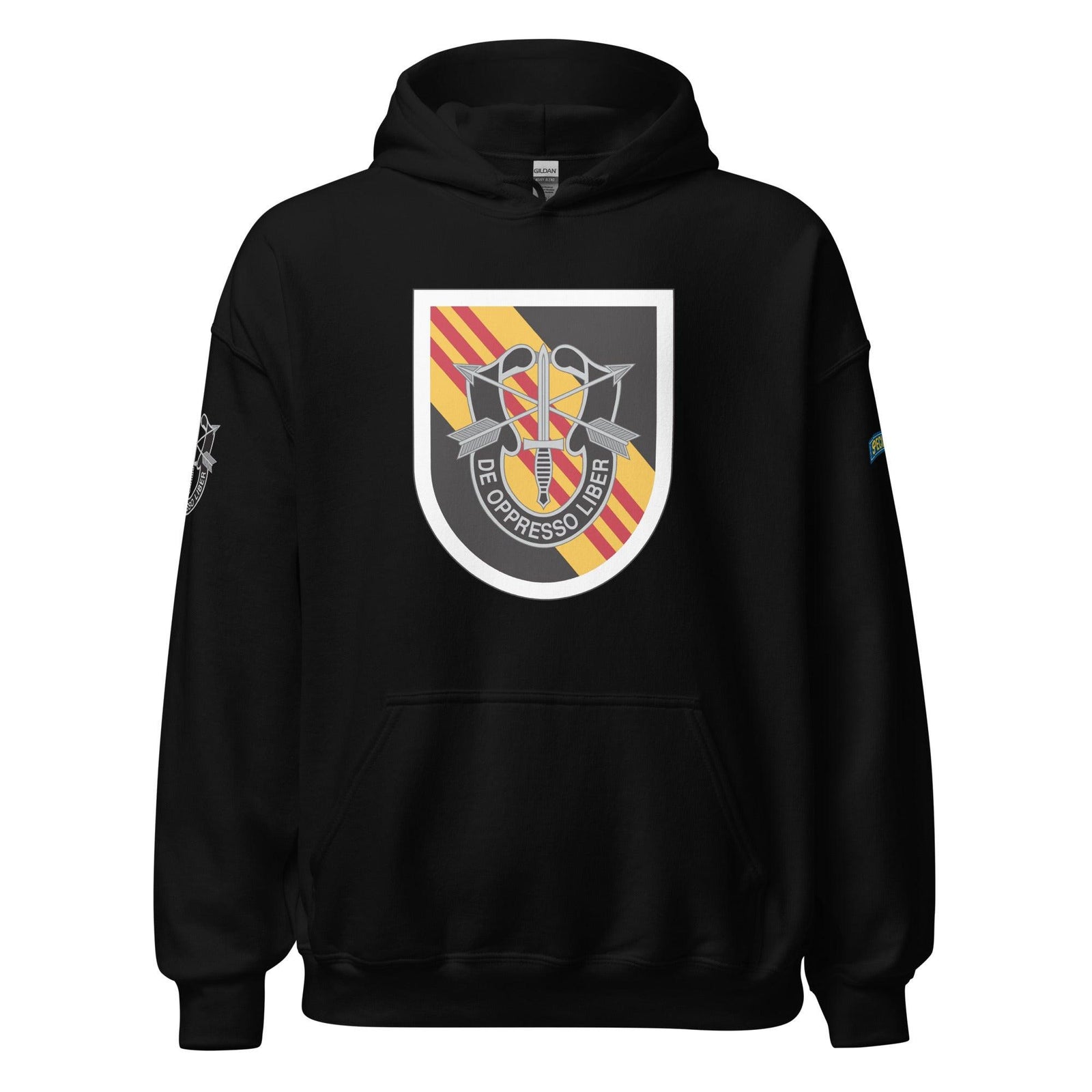 U.S. Army 5th Special Forces Group (5th SFG) Beret Flash Unisex Hoodie Tactically Acquired Black S 