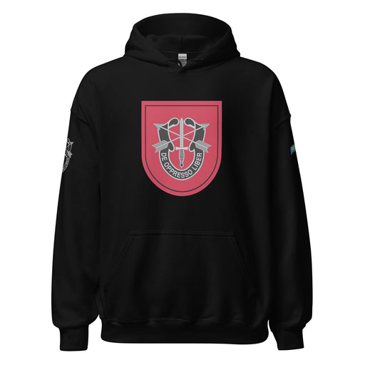 U.S. Army 7th Special Forces Group (7th SFG) Beret Flash Unisex Hoodie Tactically Acquired Black S 