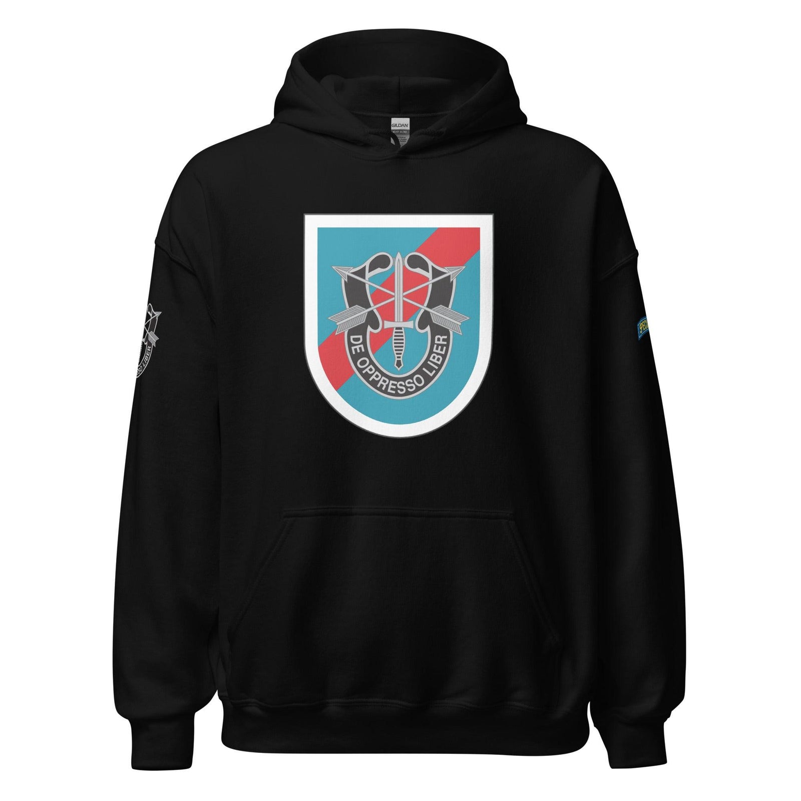 U.S. Army 20th Special Forces Group (20th SFG) Beret Flash Unisex Hoodie Tactically Acquired Black S 