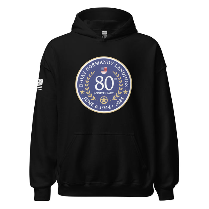 D-Day 2024 80th Anniversary Memorial Emblem Unisex Hoodie Tactically Acquired Black S 