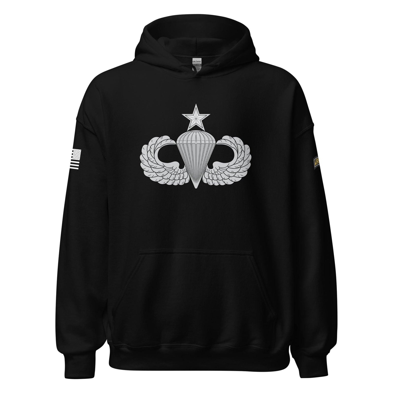 U.S. Army Senior Parachutist Badge Unisex Paratrooper Hoodie Tactically Acquired Black S 