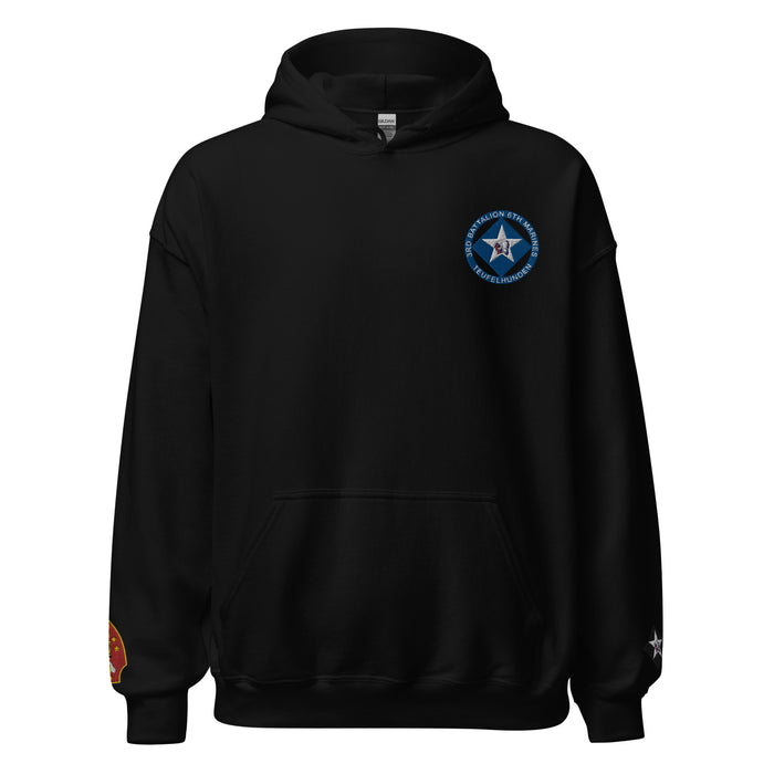 3/6 Marines Embroidered Unisex Hoodie Tactically Acquired Black S 