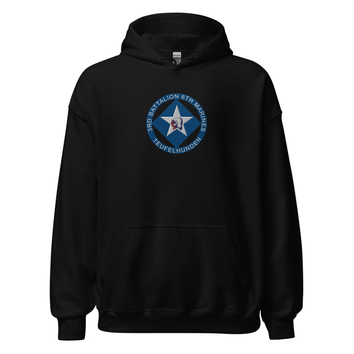 3rd Bn 6th Marines Embroidered Unisex Hoodie Tactically Acquired Black S 