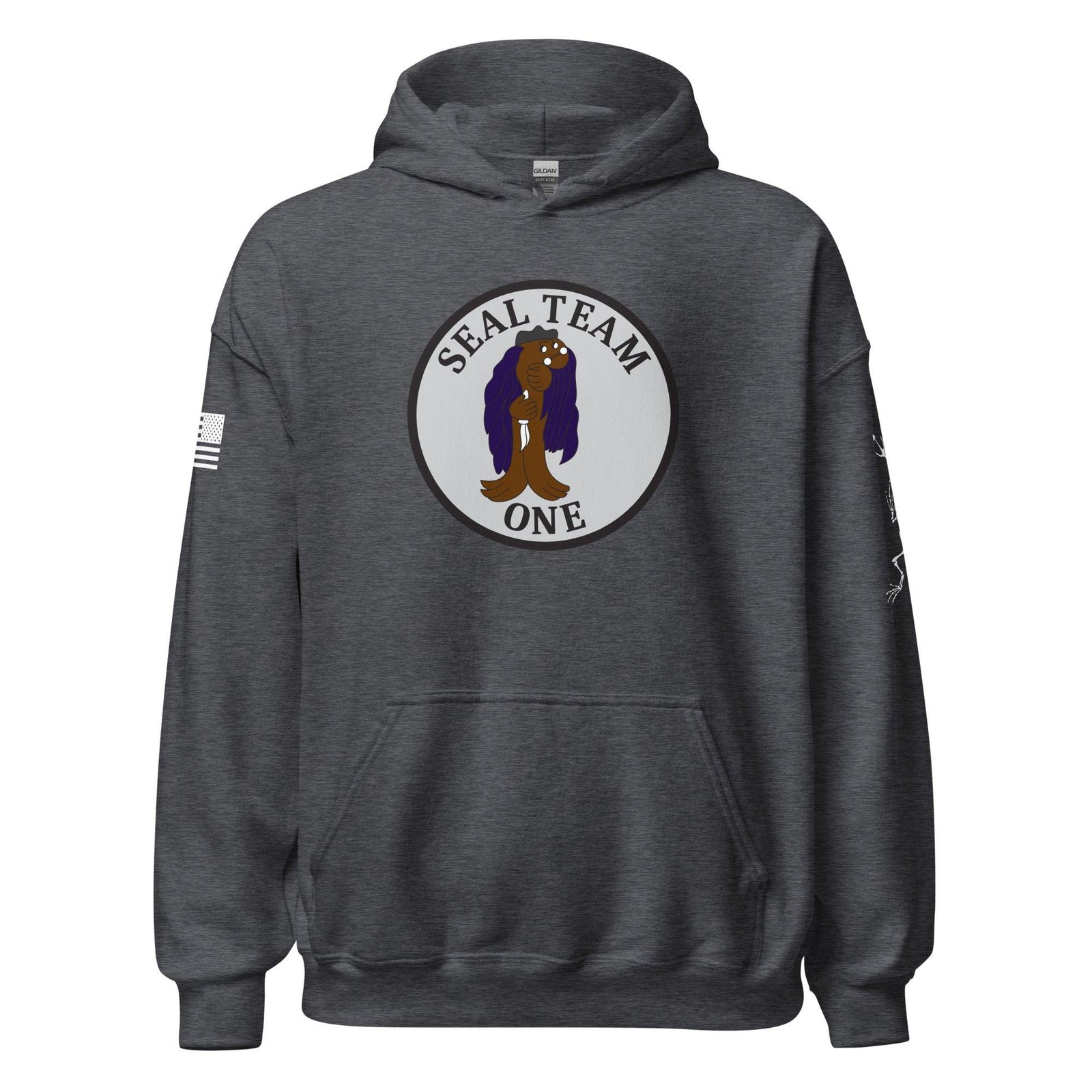 U.S. Navy SEAL Team 1 Frogman Unisex Hoodie Tactically Acquired Dark Heather S 