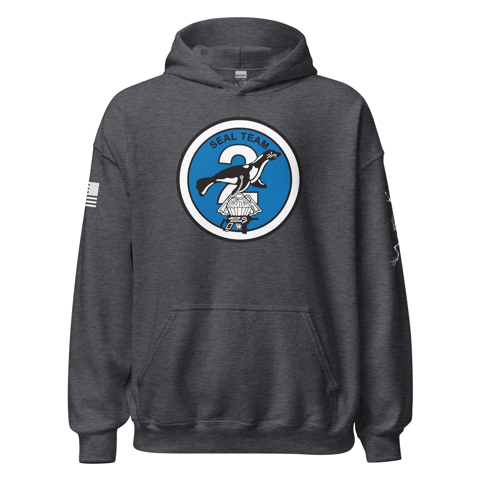 U.S. Navy SEAL Team 2 Frogman Unisex Hoodie Tactically Acquired Dark Heather S 