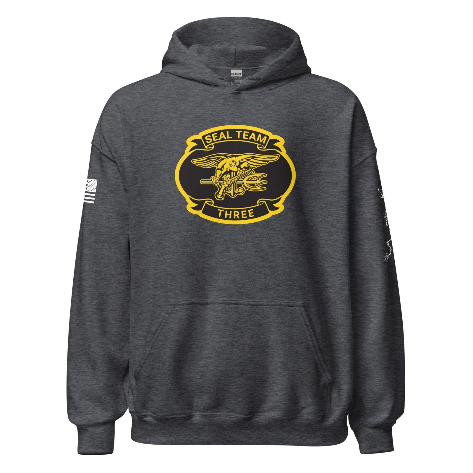 U.S. Navy SEAL Team 3 Frogman Unisex Hoodie Tactically Acquired Dark Heather S 