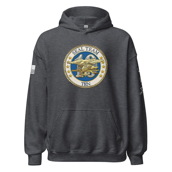 U.S. Navy SEAL Team 10 Frogman Unisex Hoodie Tactically Acquired Dark Heather S 