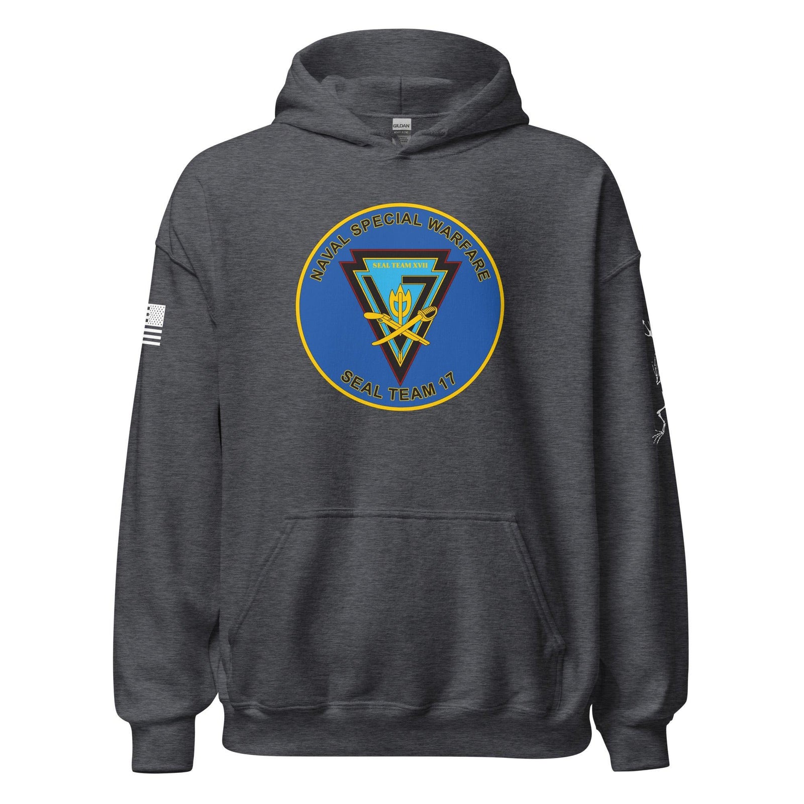 U.S. Navy SEAL Team 17 Frogman Unisex Hoodie Tactically Acquired Dark Heather S 
