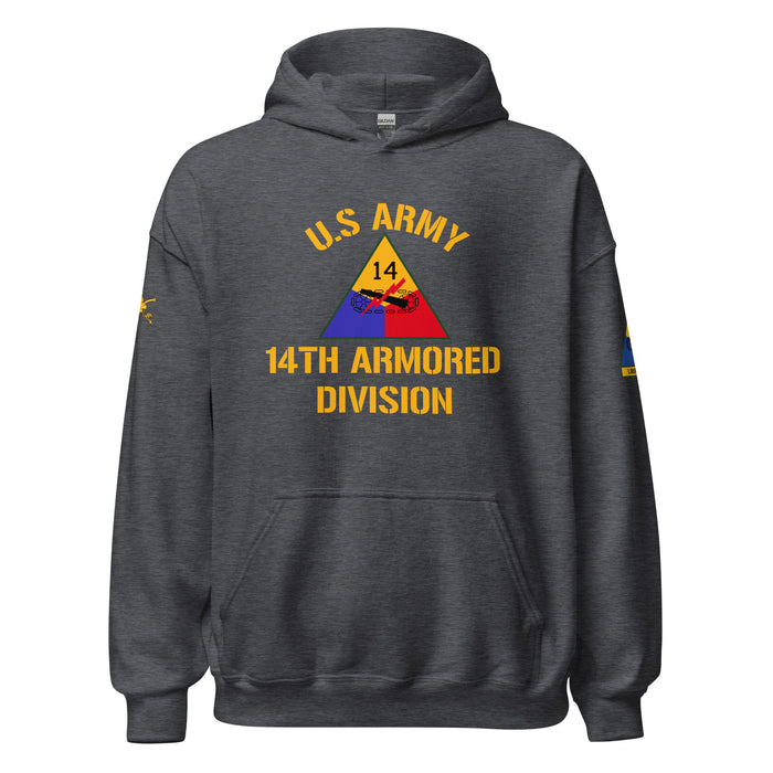 U.S. Army 14th Armored Division (14th AD) Armor Branch Unisex Hoodie Tactically Acquired Dark Heather S 