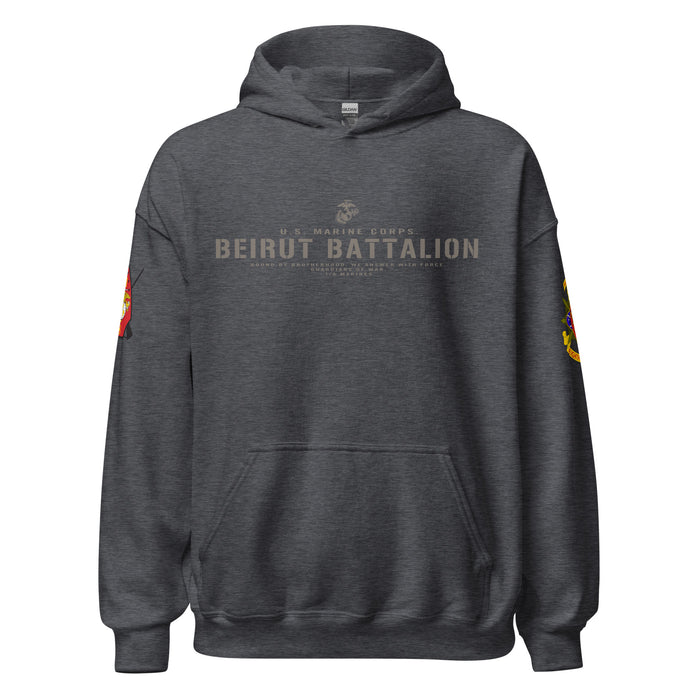 1/8 Marines "Beirut Battalion" Unit Motto Unisex Hoodie Tactically Acquired Dark Heather S 