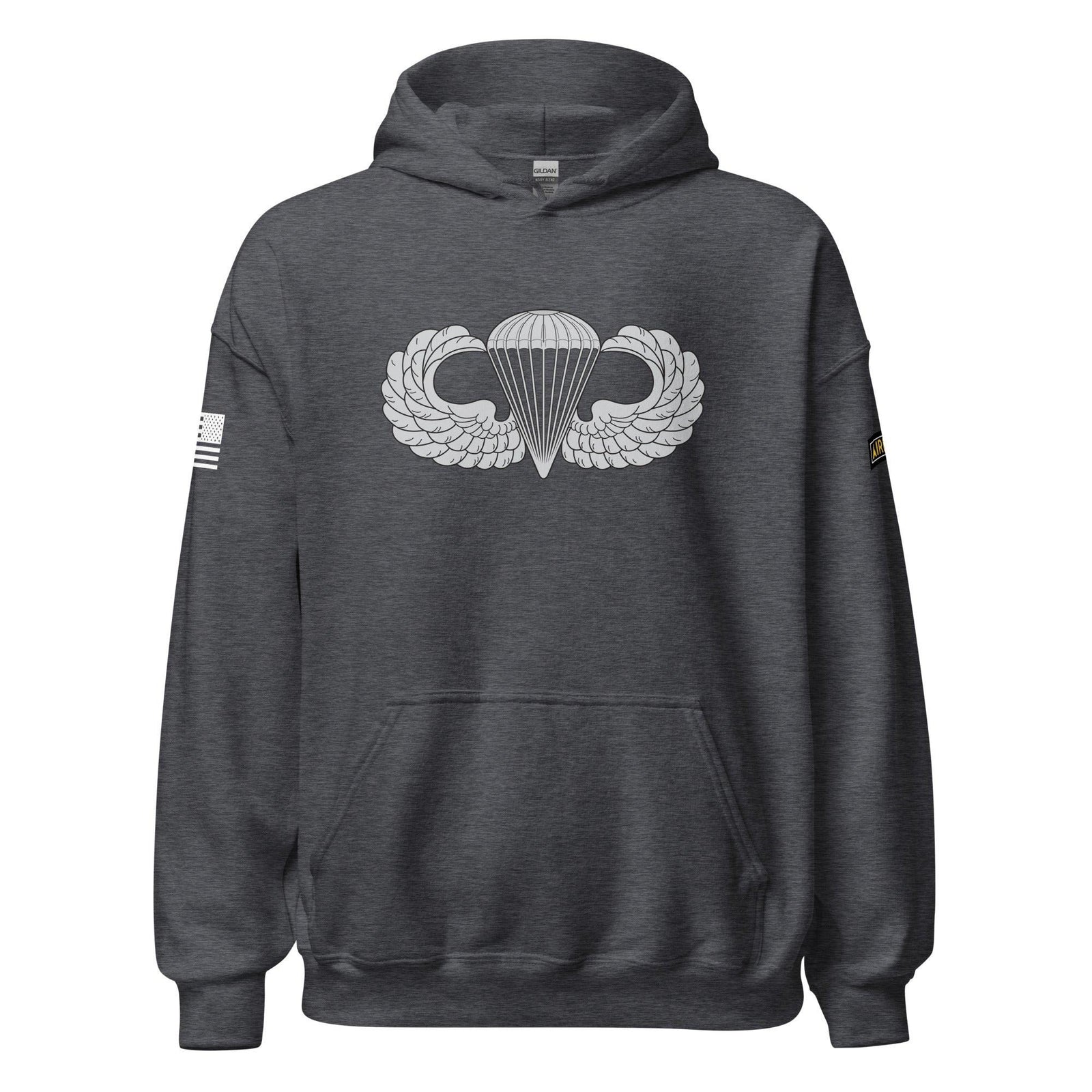 U.S. Army Parachutist Badge Unisex Paratrooper Hoodie Tactically Acquired Dark Heather S 