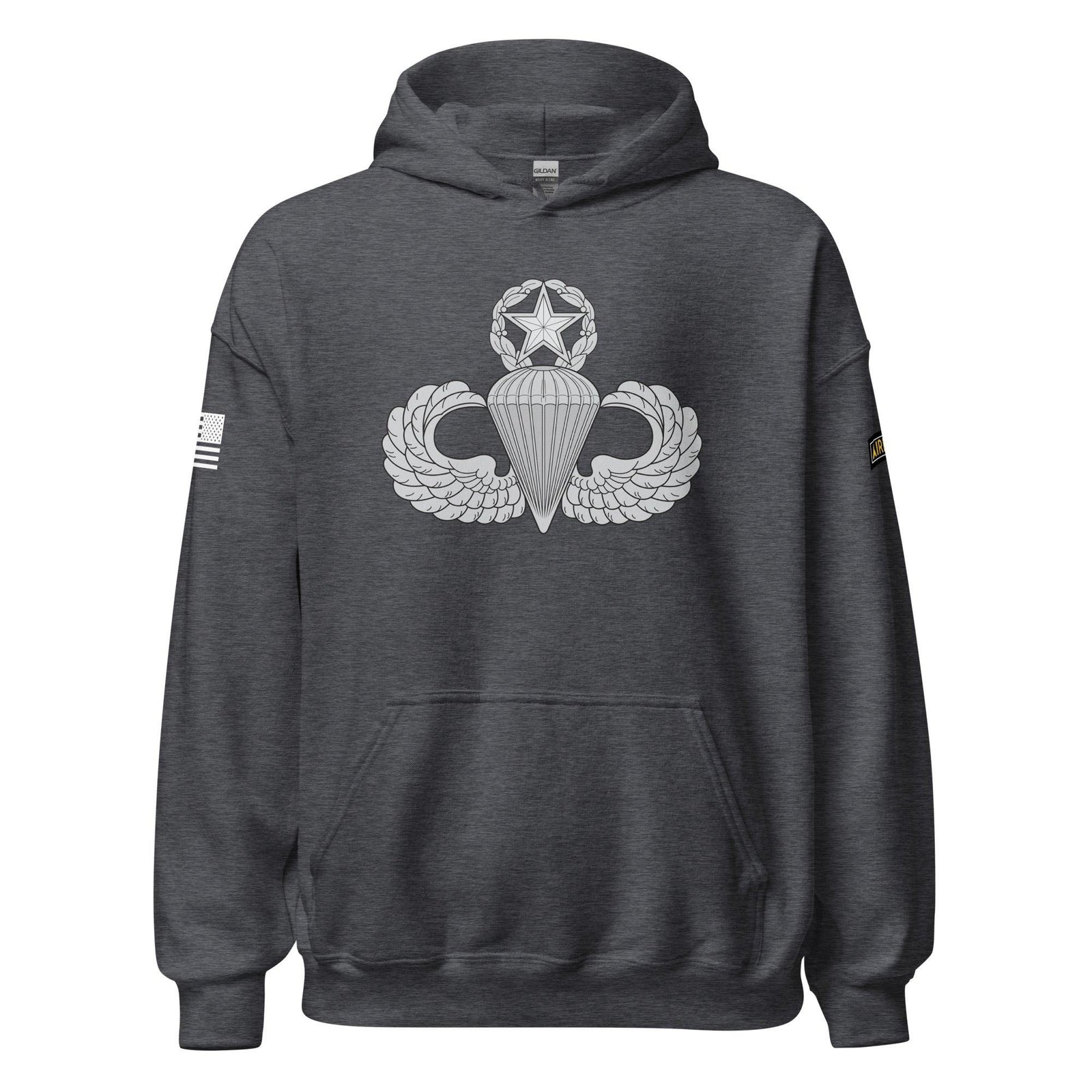 U.S. Army Master Parachutist Badge Unisex Paratrooper Hoodie Tactically Acquired Dark Heather S 