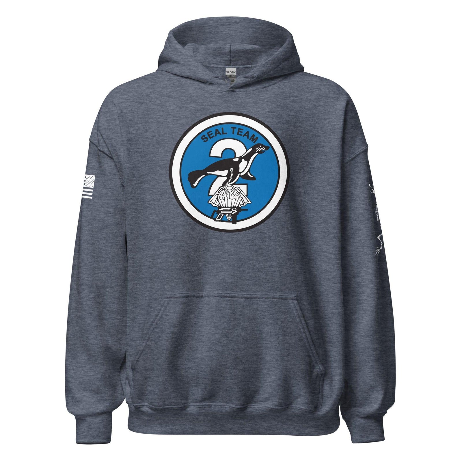 U.S. Navy SEAL Team 2 Frogman Unisex Hoodie Tactically Acquired Heather Sport Dark Navy S 
