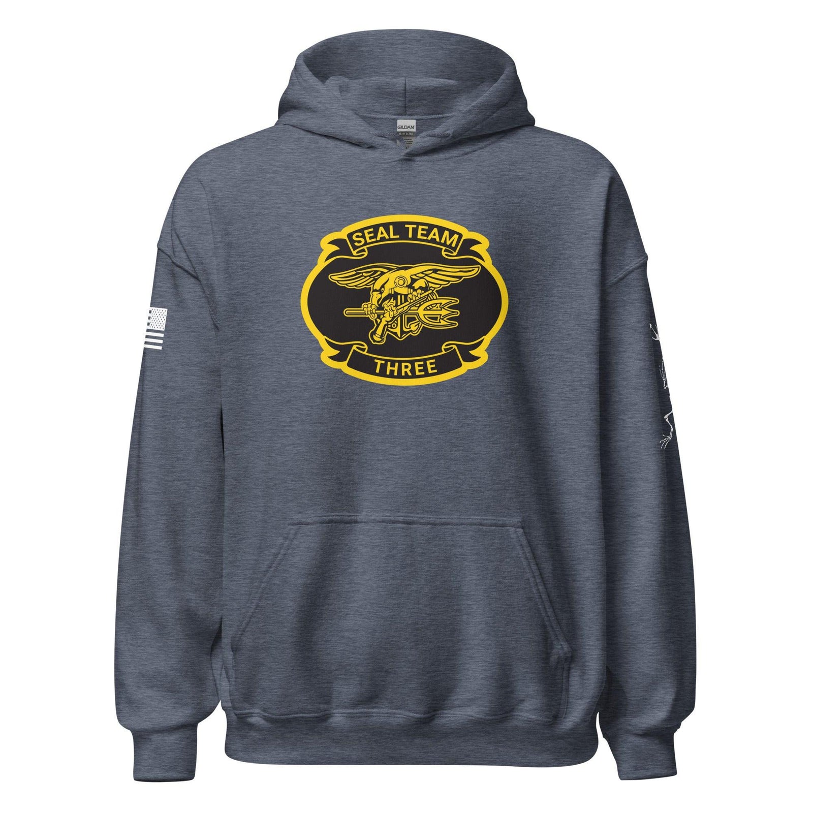 U.S. Navy SEAL Team 3 Frogman Unisex Hoodie Tactically Acquired Heather Sport Dark Navy S 