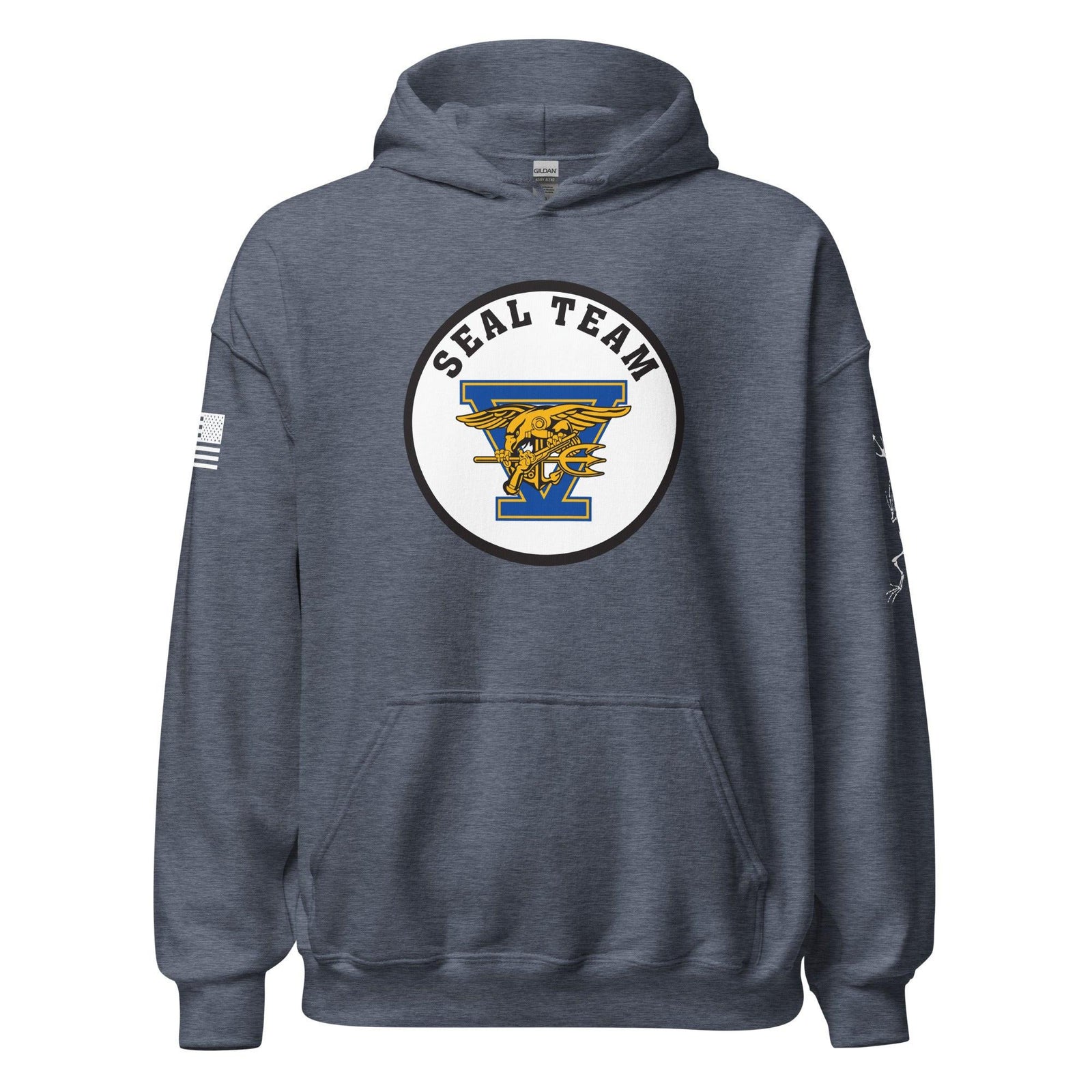 U.S. Navy SEAL Team 5 Frogman Unisex Hoodie Tactically Acquired Heather Sport Dark Navy S 