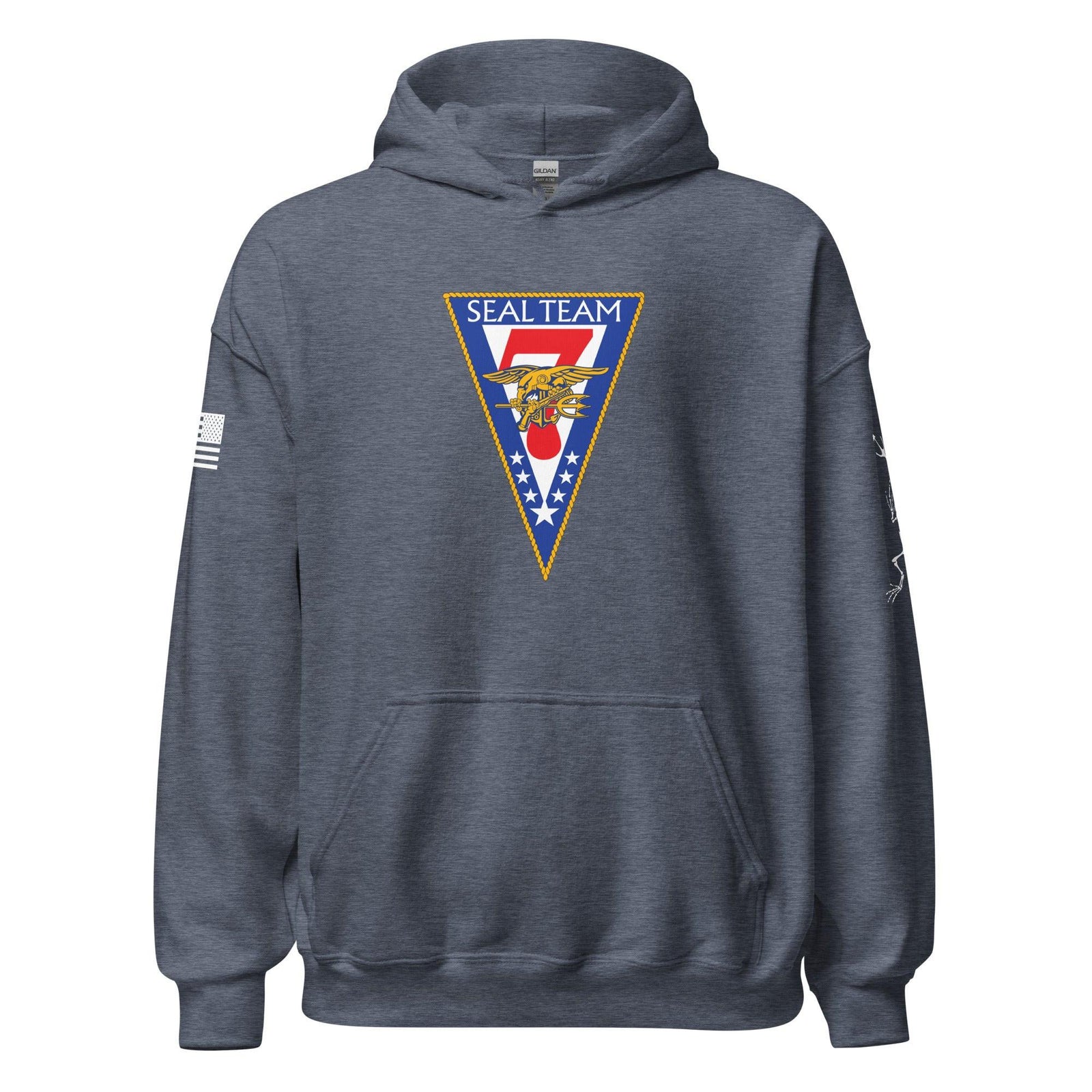 U.S. Navy SEAL Team 7 Frogman Unisex Hoodie Tactically Acquired Heather Sport Dark Navy S 