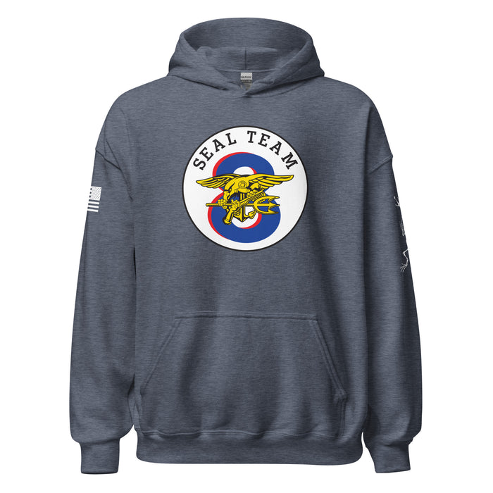 U.S. Navy SEAL Team 8 Frogman Unisex Hoodie Tactically Acquired Heather Sport Dark Navy S 