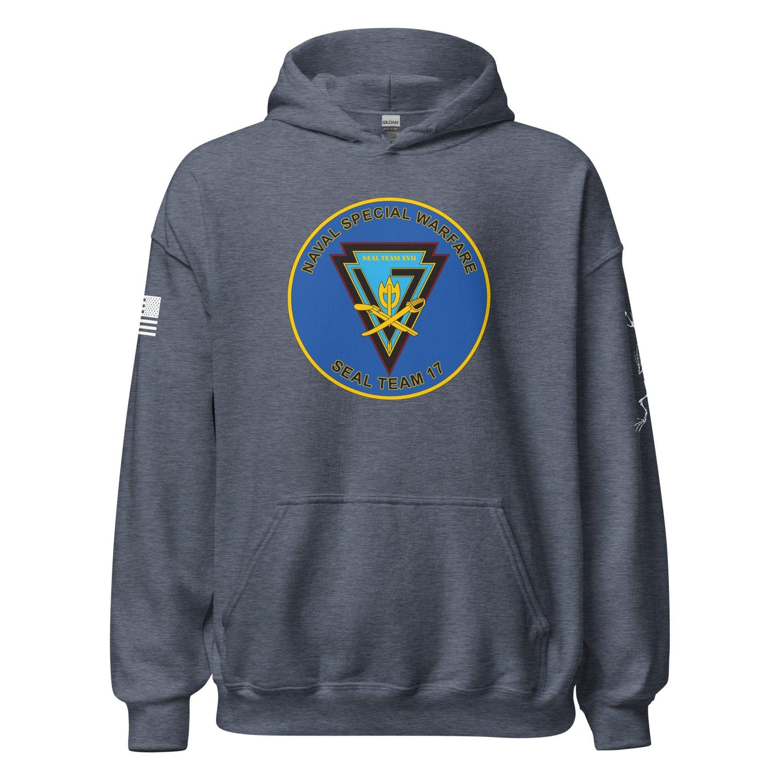 U.S. Navy SEAL Team 17 Frogman Unisex Hoodie Tactically Acquired Heather Sport Dark Navy S 