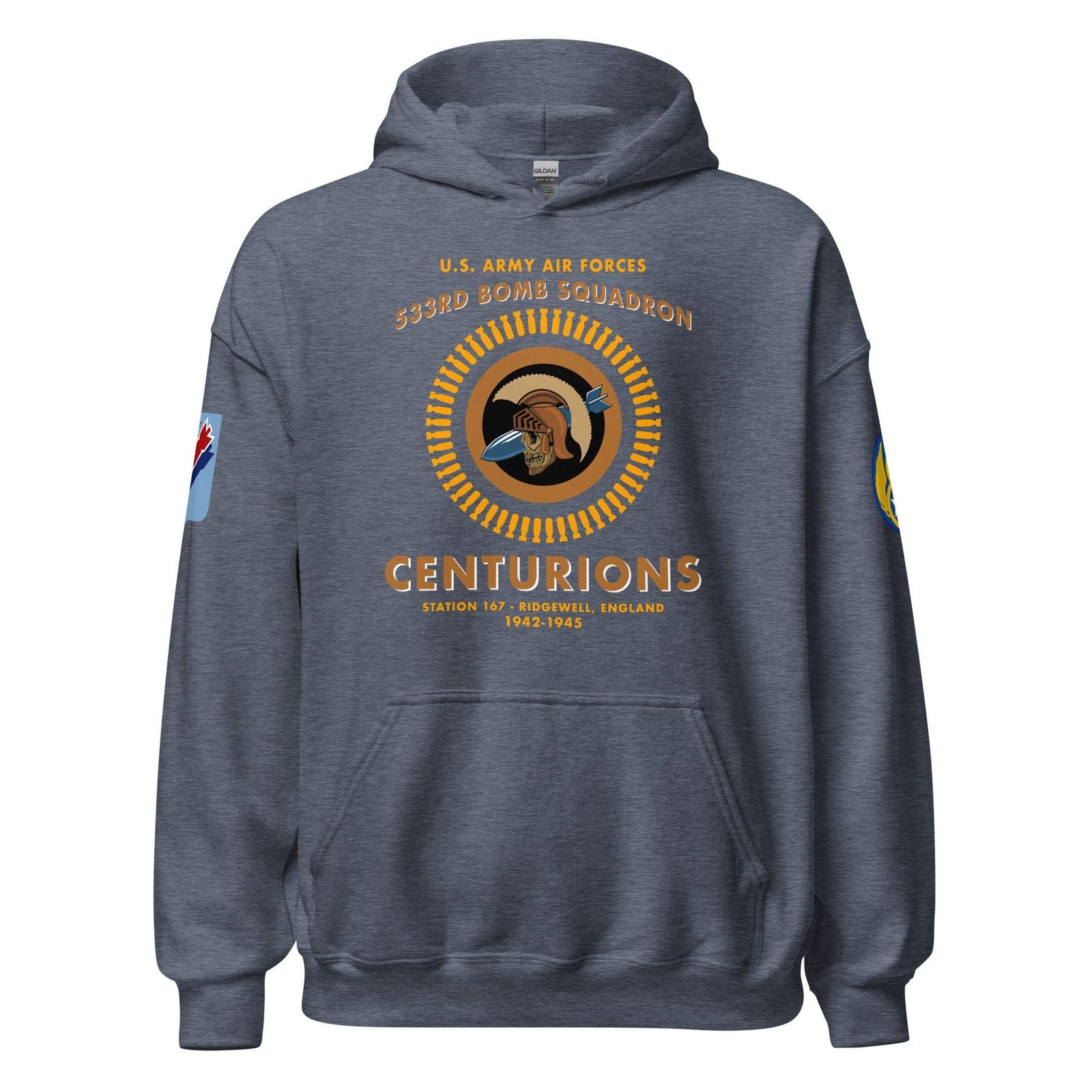 533rd Bomb Squadron 381st BG WW2 Legacy Unisex Hoodie Tactically Acquired Heather Sport Dark Navy S 