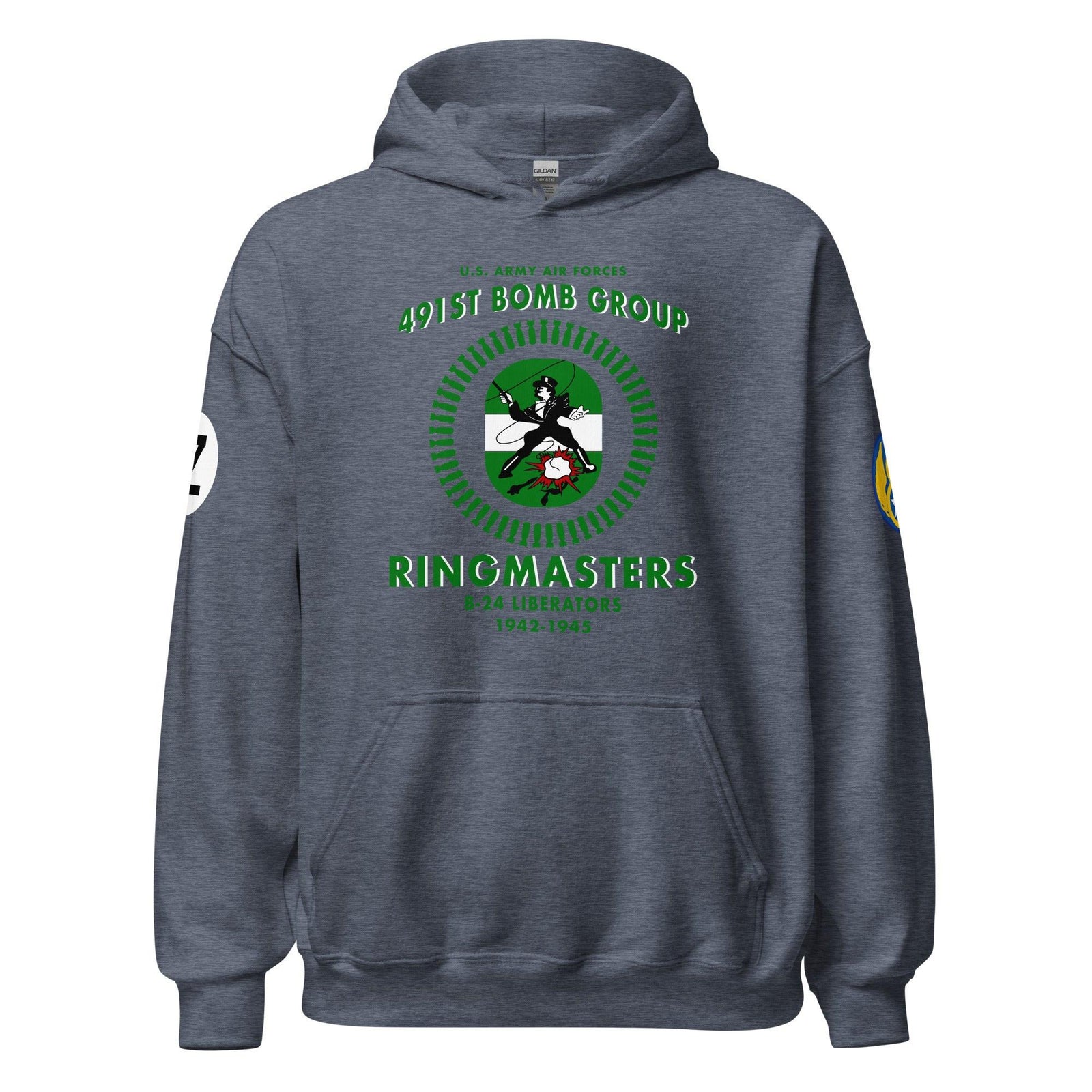 491st Bomb Group (Heavy) 'Ringmasters' WW2 Legacy Unisex Hoodie Tactically Acquired Heather Sport Dark Navy S 