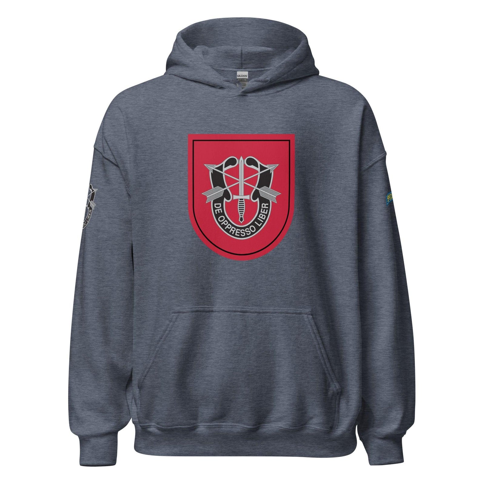 U.S. Army 7th Special Forces Group (7th SFG) Beret Flash Unisex Hoodie Tactically Acquired Heather Sport Dark Navy S 