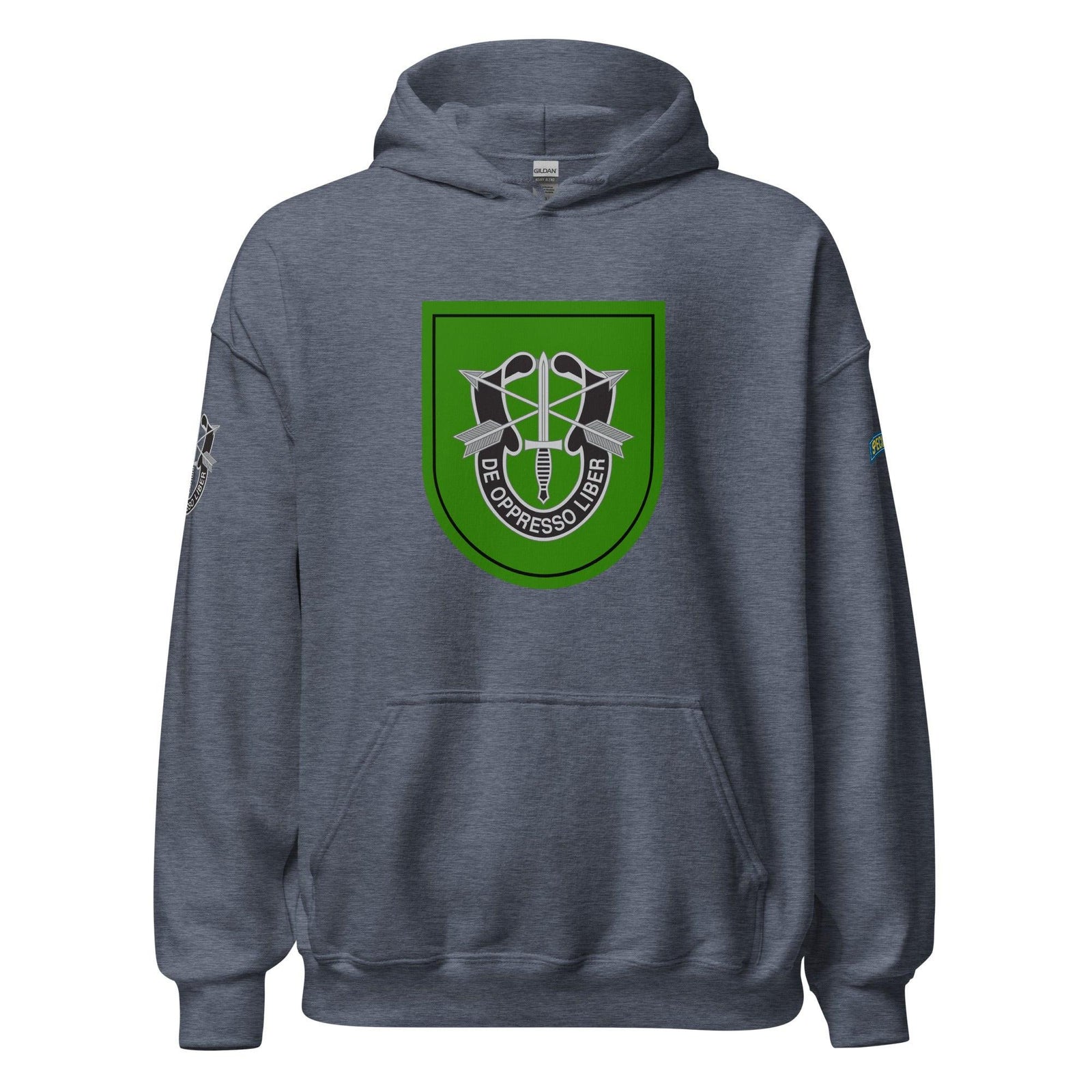 U.S. Army 10th Special Forces Group (10th SFG) Beret Flash Unisex Hoodie Tactically Acquired Heather Sport Dark Navy S 