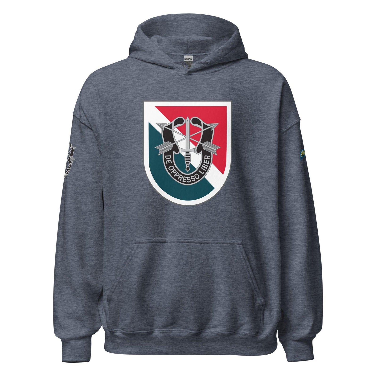 U.S. Army 11th Special Forces Group (11th SFG) Beret Flash Unisex Hoodie Tactically Acquired Heather Sport Dark Navy S 