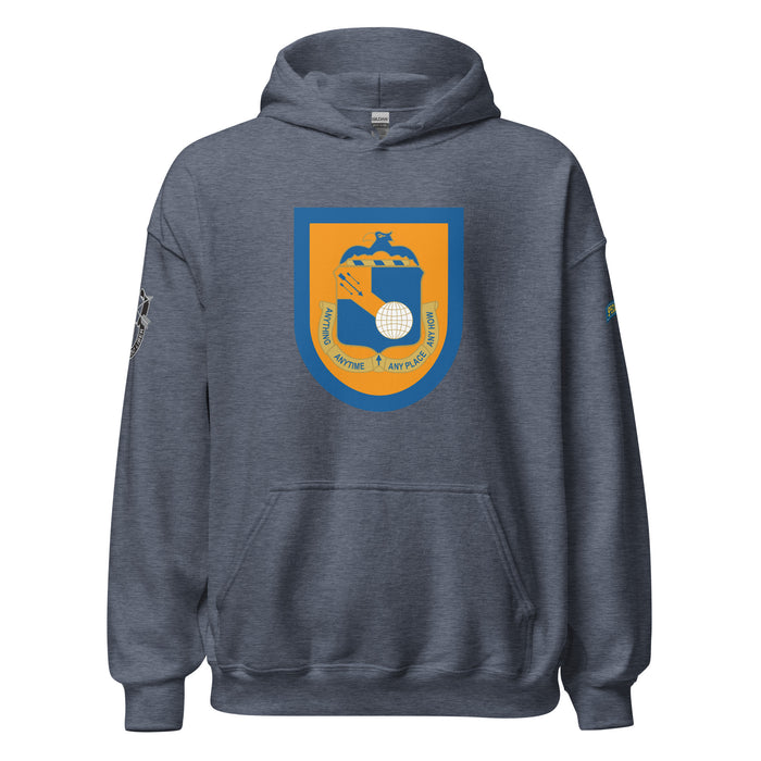 U.S. Army 77th Special Forces Group (77th SFG) Beret Flash Unisex Hoodie Tactically Acquired Heather Sport Dark Navy S 