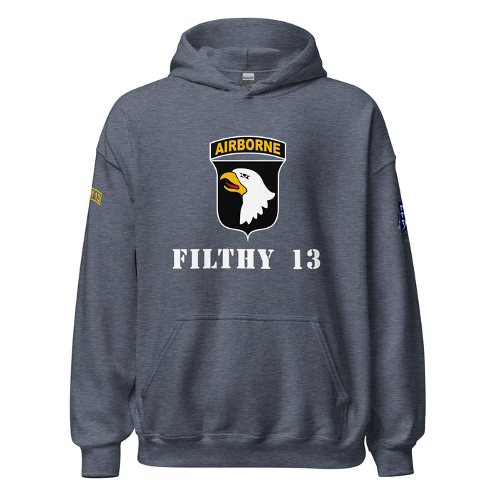 Filthy Thirteen 101st Airborne Division WW2 Unisex Hoodie Tactically Acquired Heather Sport Dark Navy S 