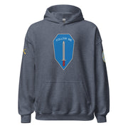 U.S. Army Infantry Branch Follow Me Emblem Unisex Hoodie Tactically Acquired Heather Sport Dark Navy S 