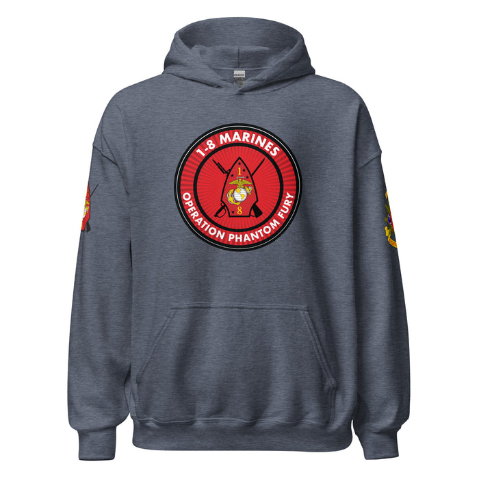 1/8 Marines Operation Phantom Fury Unisex Hoodie Tactically Acquired Heather Sport Dark Navy S 