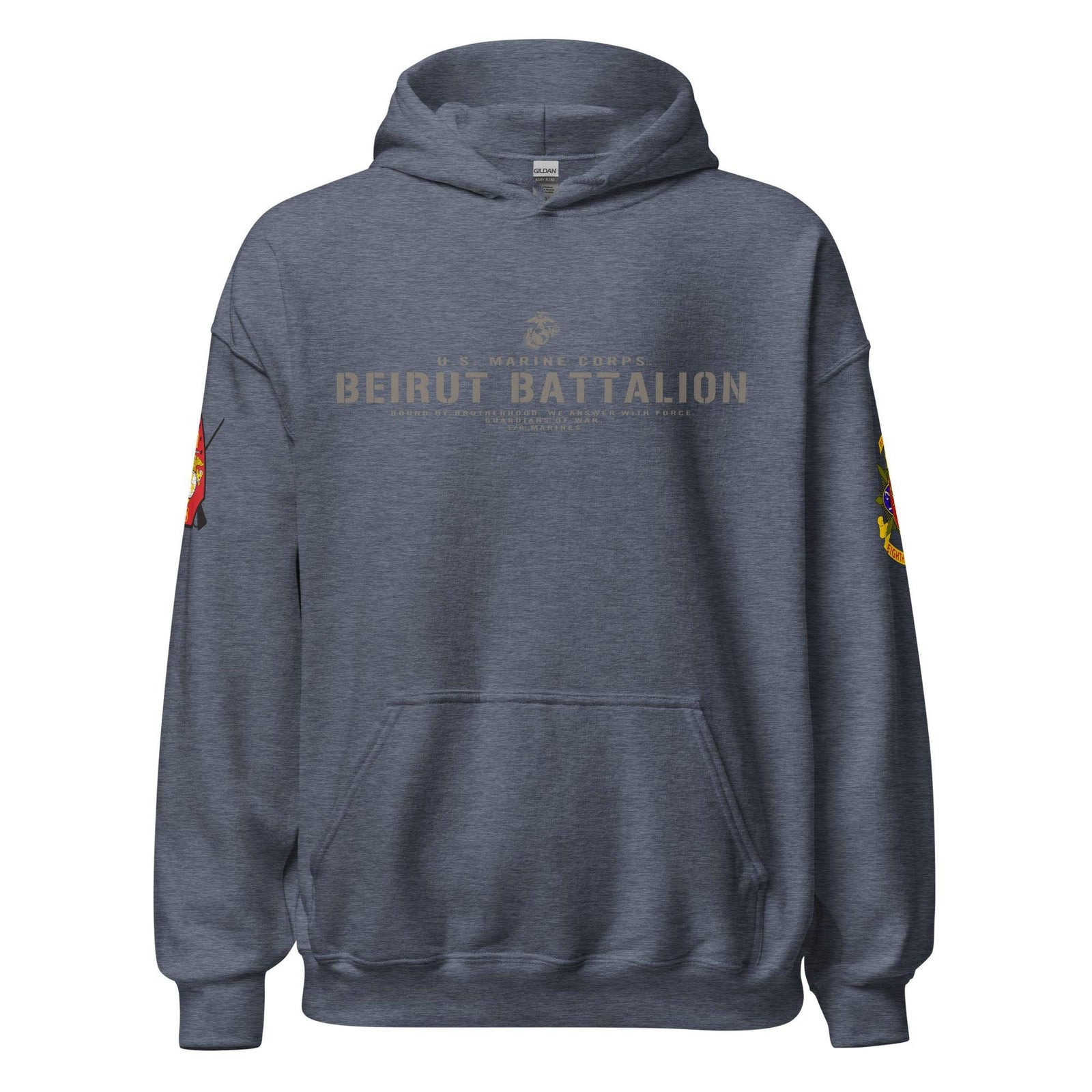 1/8 Marines "Beirut Battalion" Unit Motto Unisex Hoodie Tactically Acquired Heather Sport Dark Navy S 