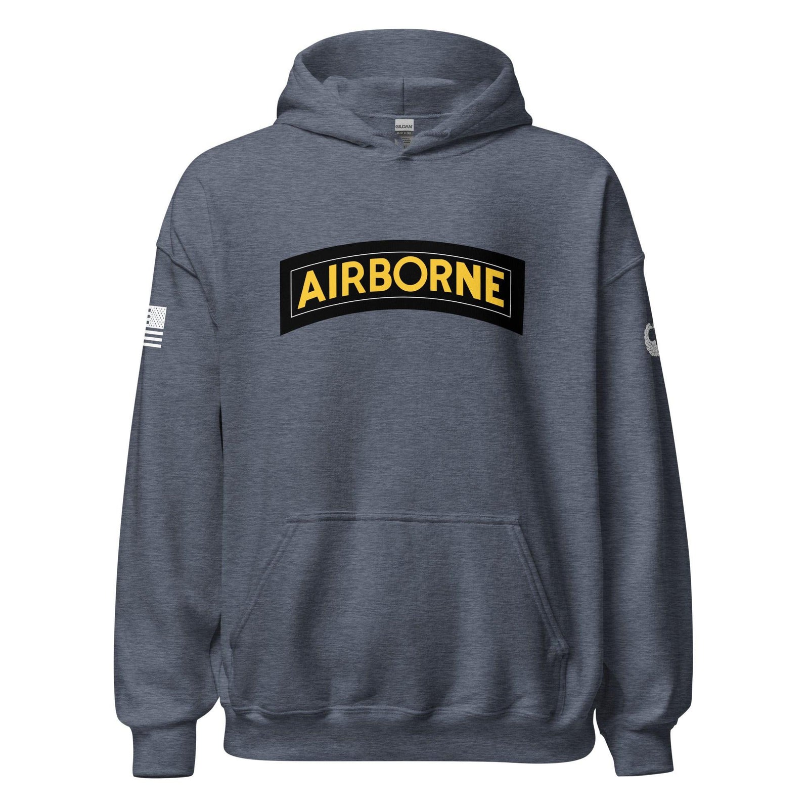 U.S. Army Airborne Tab Unisex Hoodie Tactically Acquired Heather Sport Dark Navy S 