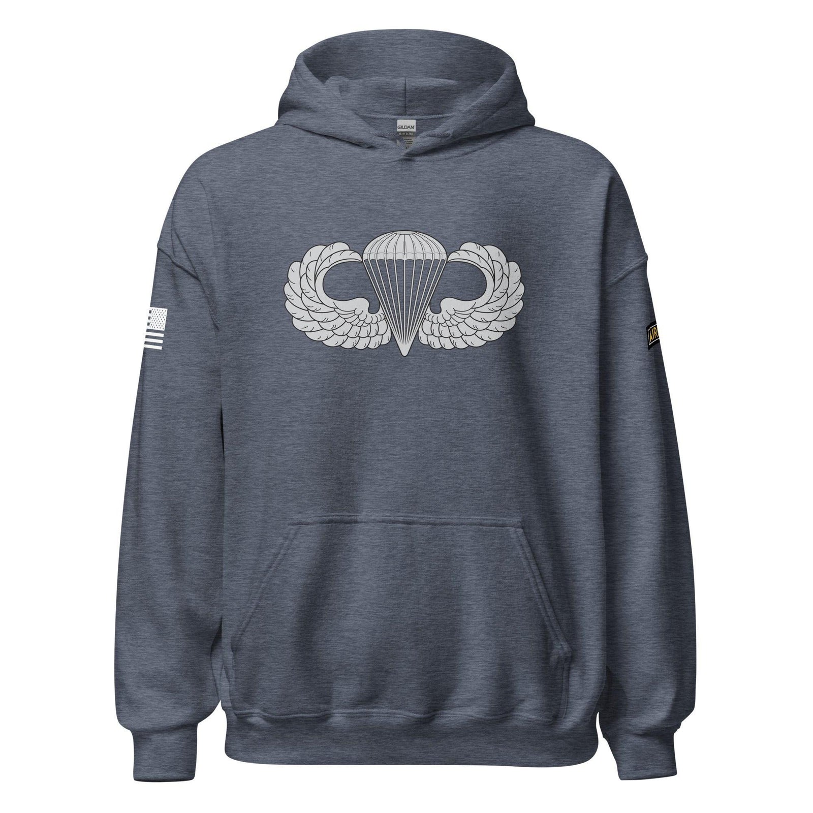U.S. Army Parachutist Badge Unisex Paratrooper Hoodie Tactically Acquired Heather Sport Dark Navy S 